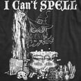thumbnail image 2 of Mens I Cant Spell T Shirt Funny Halloween Witch Owl Spelling Joke Tee for Guys Graphic Tees, 2 of 9