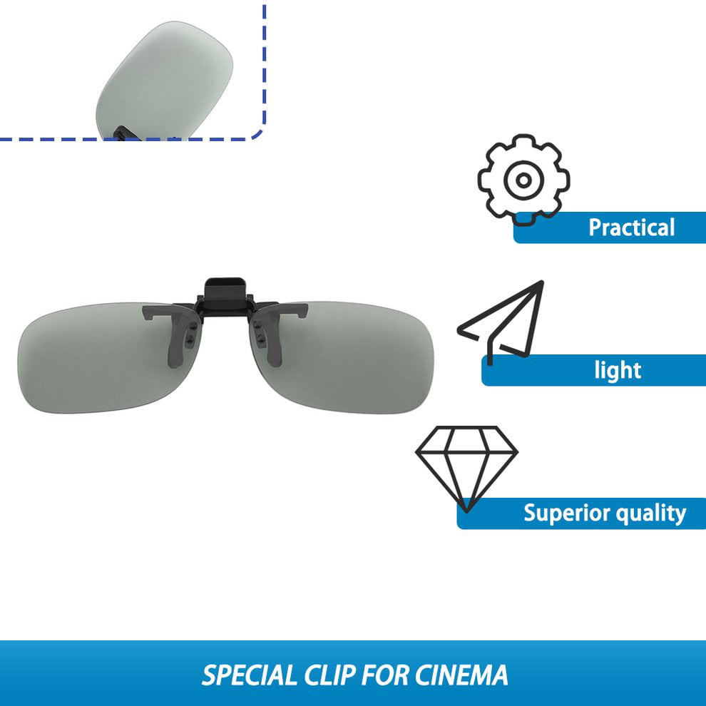 Grey Professional 3D Light Weight Man Woman Clip On Type Passive Circular 3D Glasses Clip For 3D TV Movie Cinema 