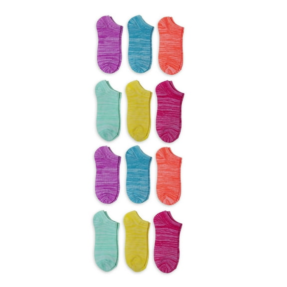 Wonder Nation Girls No Show Socks, 12-Pack, Sizes S-L