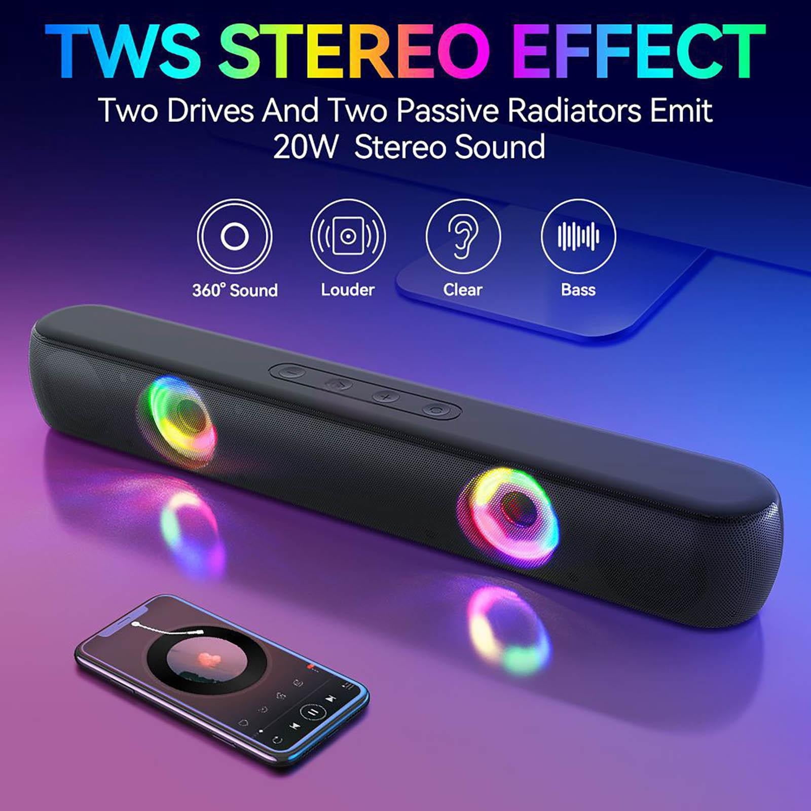 23.6 Inch RGB Bluetooth Soundbar B320 Stereo Gaming Speaker with Type-C Port