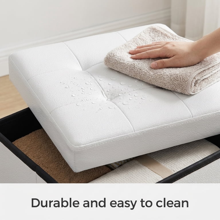 Ledrem 15 In Cube Storage Ottoman, Cloud White photo 3