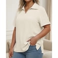 thumbnail image 4 of Oryer Womens Plus Size Tops V Neck Trendy Tunic Polo Casual Shirts Short Sleeve Womens Blouses Summer, 4 of 7