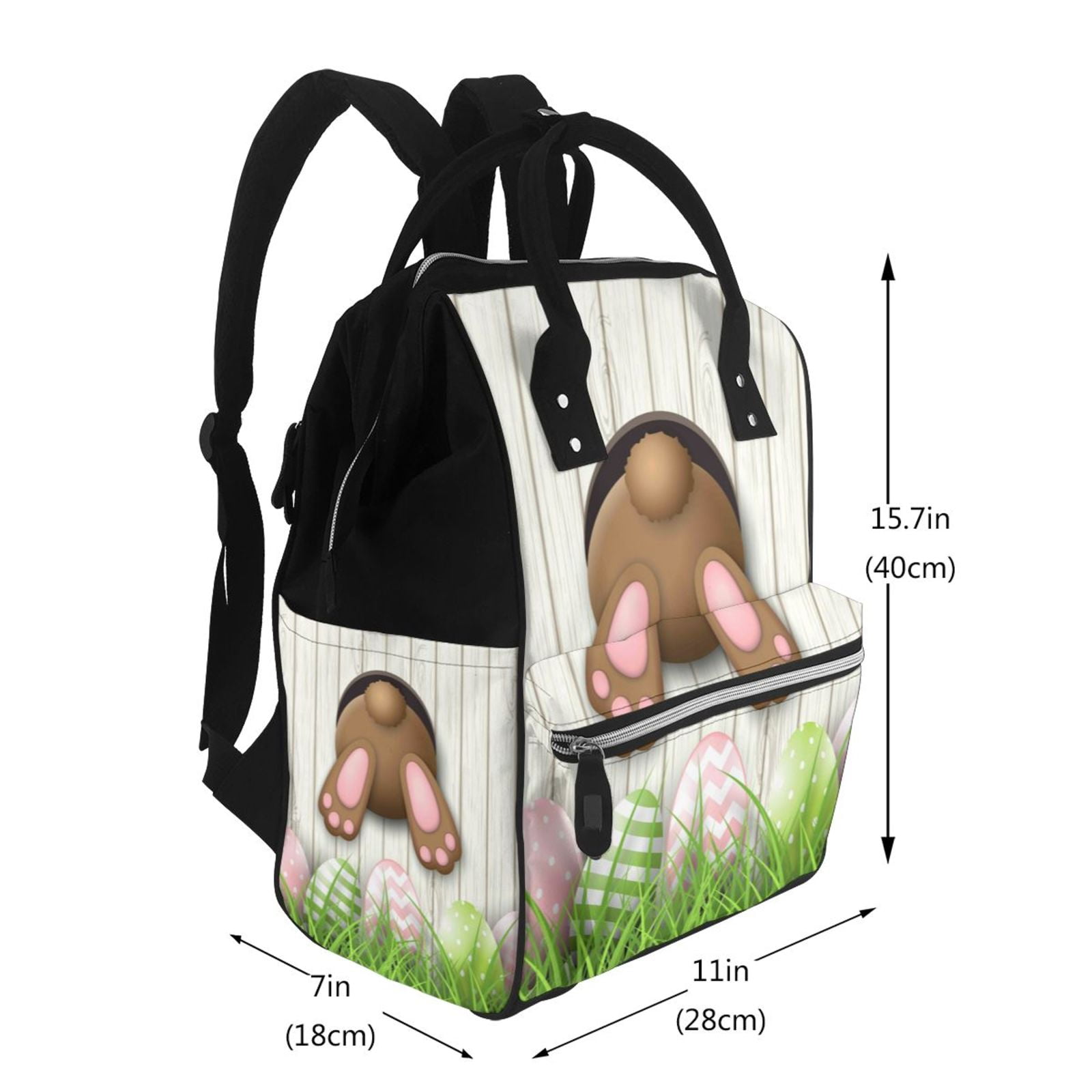 Ratiio Brown Bunny Mummy Backpack - Waterproof Twill Canvas, Large Capacity Diaper Bag with Multiple Pockets and Adjustable Straps