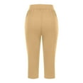 thumbnail image 6 of Hauaitttt Women's Casual Pants for Everyday Comfort Versatile Home and Sports Wear Classic Solid Color 3/4 Length Trousers Elastic Waist for Easy Fit Loose Womens Pants Elastic Waist plus Size Hiking, 6 of 6