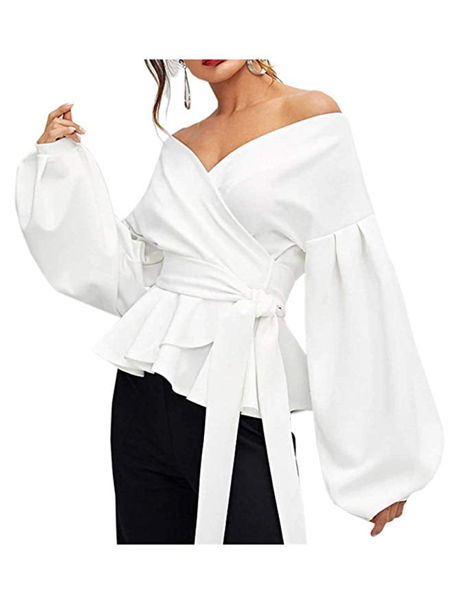 Belted Wrap Dressy Shirt Blouse ...