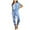 Blue, variant on Summer Pajamas for Women Long Tie-Dye Jumpsuit Short Sleeve Womens Loungewear Set,Blue,L