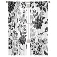 thumbnail image 4 of Black And White Flowers Tulle Curtains for Living Room Bedroom Modern Chiffon Sheer Kitchen Curtains, 4 of 7