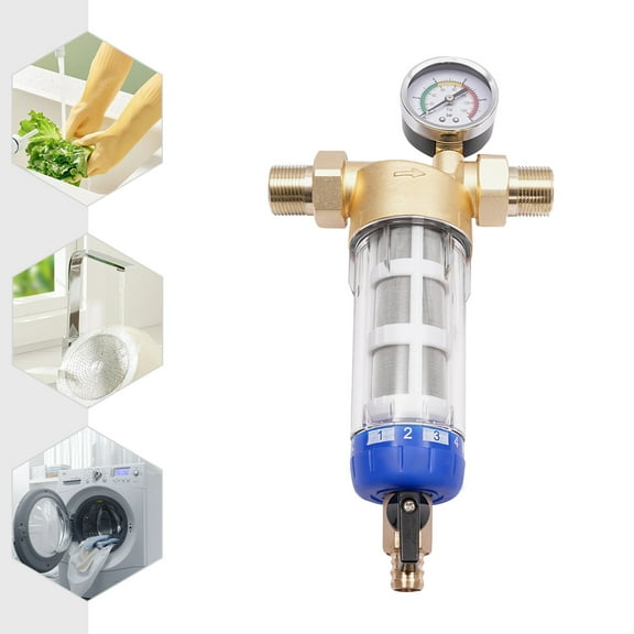 Purewater Whole House Water Pre-Filter System Reusable Spin Down Sediment Filter