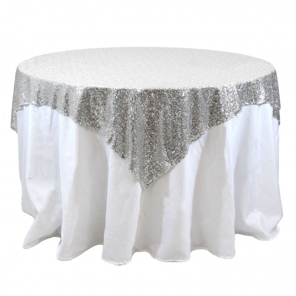 120" Round Sequin Sparkly Design Shiny Tablecloth Table Cover 4 COLORS WEDDING 
