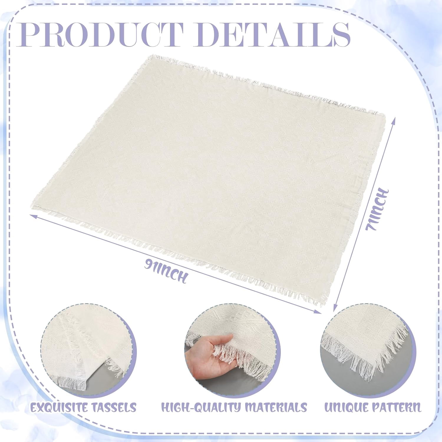 91 x 71'' Extra Large Outdoor Picnic Blanket with Blue Picnics Table Runner 6 Napkins and 6 Blue Floor Pillows Cushions for Picnic Party Camping Wedding Bachelorette Birthday Baby Shower Decor