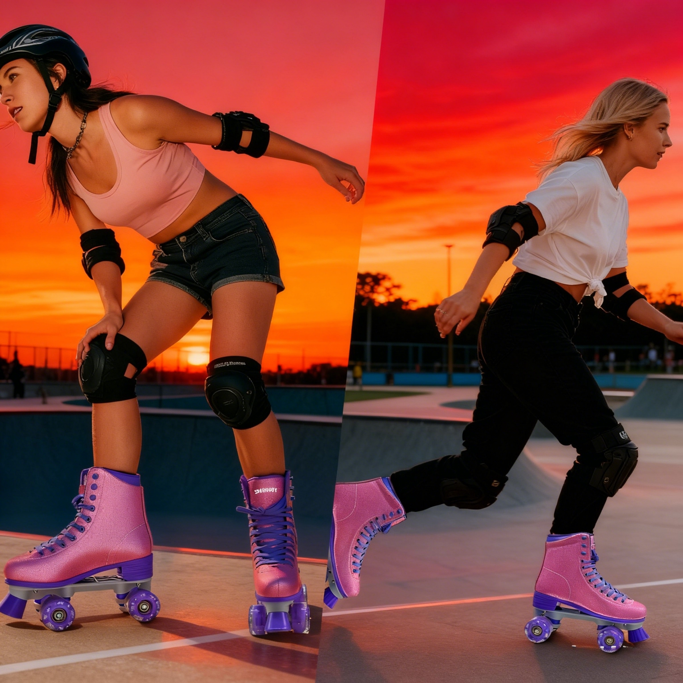 JZY High-Top Quad Roller Skates for Women & Teens,Light-Up Wheels & PU Leather Design for Indoor & Outdoor Use