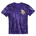 thumbnail image 2 of Girls Youth Justin Jefferson Purple Minnesota Vikings Sequin V-Neck Fashion Jersey, 2 of 3