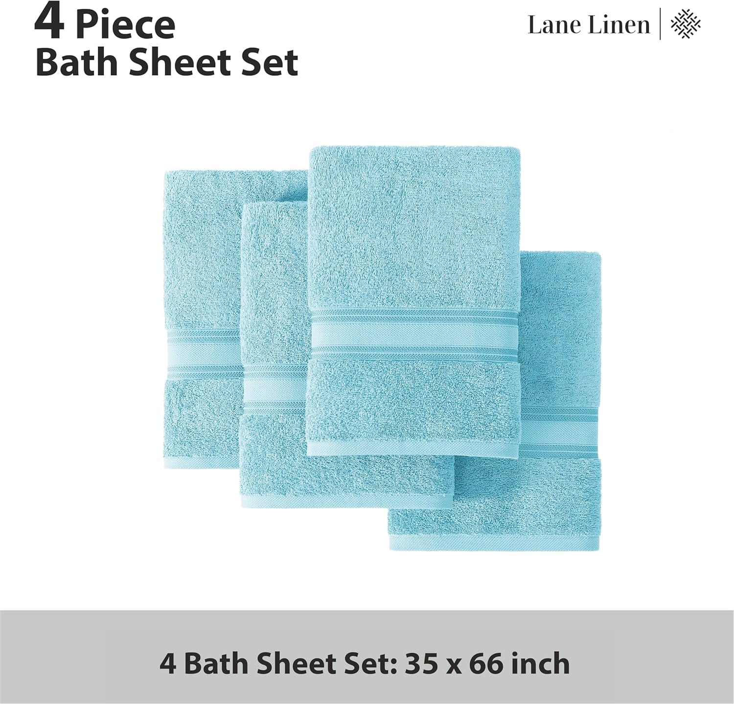 Extra Large Bath Towels for Bathroom, Zero Twist, 100% Cotton Quick Dry Bath Sheet Set, Bath Towel Sets for Bathroom, Soft Shower Towels, Hotel Towels, Luxury Bath Towels Set of 4 - Blue