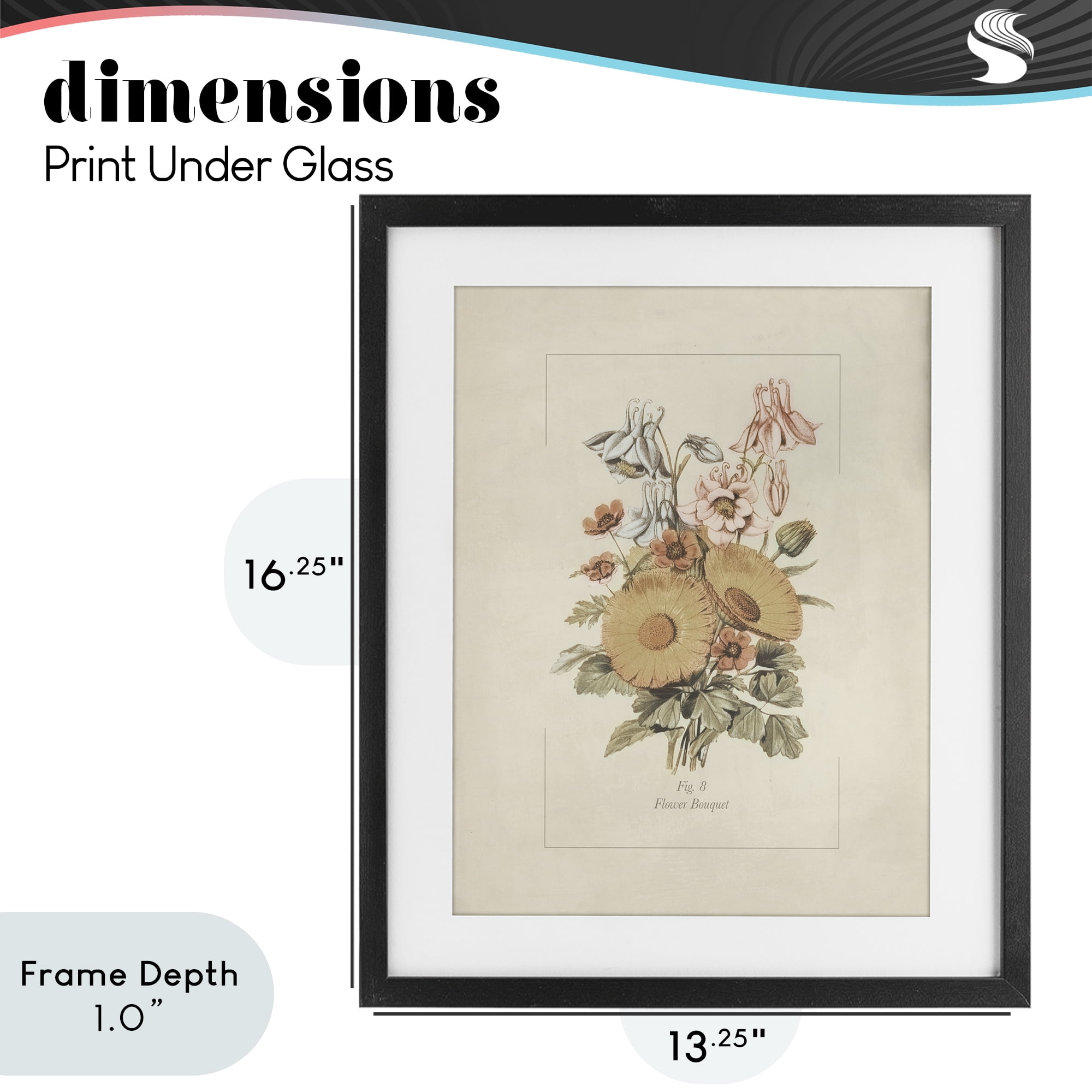 Stupell Industries Flower Bouquet Vintage Garden Black Framed Print Under Glass, design by Dan Meneely