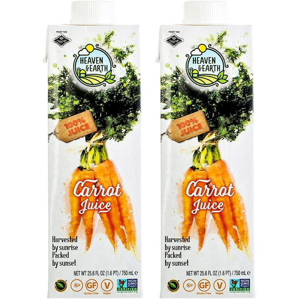 Heaven & Earth, 100 Pure Carrot Juice 25.6oz (2 Pack)