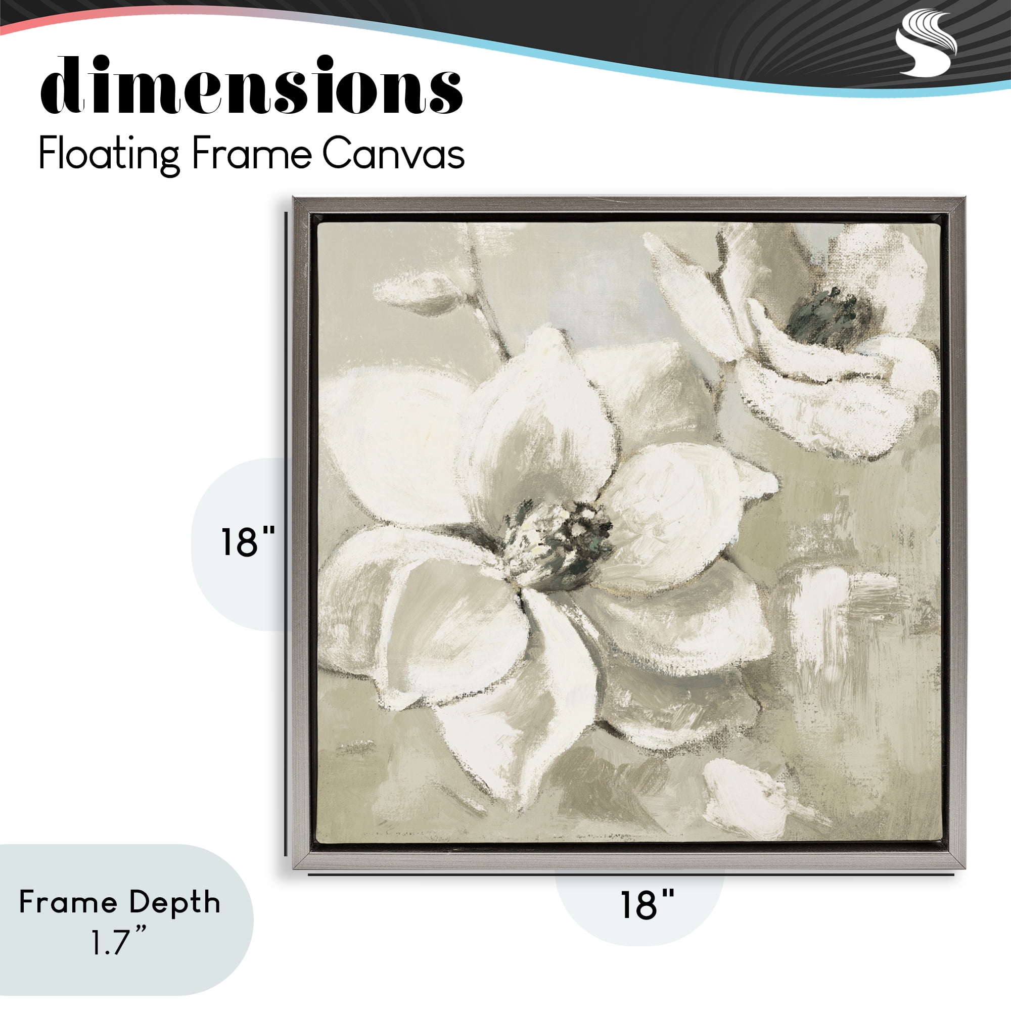 Stupell Industries Magnolias After Rain Gray Framed Floater Canvas Wall Art, design by Lanie Loreth