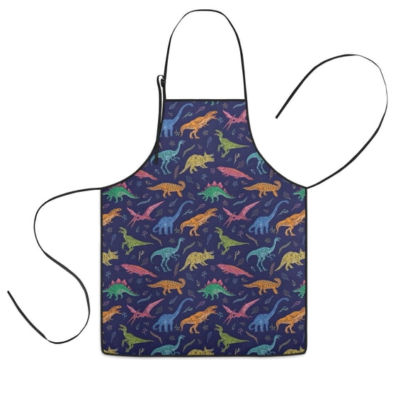 Colorful Cartoon Dinosaurs Plants Pattern Kids Aprons for Girls and Boys,Adjustable Neck Strap Toddler Aprons for Kids Cooking Baking
