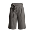thumbnail image 6 of Taqqpue Womens Bermuda Shorts Plus Size Linen Elastic Waist Drawstring Shorts Summer Loose Fit Pants Beach Casual Trousers Knee Length Shorts for Women with Pockets, 6 of 10
