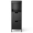 thumbnail image 4 of Topbuy Wooden Floor Cabinet Multifunctional Bathroom Storage Cabinet Side Organizer w/Drawer Black, 4 of 7