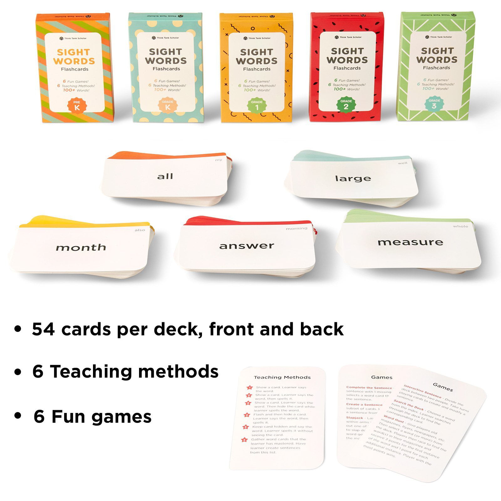 Colors /& Shapes Numbers /& Counting /& Rhyming for Toddlers Ages 2-6 Alphabet Think Tank Scholar Preschool Flash Cards Learning Bundle First Words /& Opposites