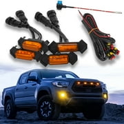 4X Raptor Style LED Grill Light For 2016-2023 Toyota Tacoma w/ TRD Pro OEM/Aftermarket Grill Fuse Wiring Harness Amber Lens