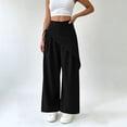 thumbnail image 5 of Admvng Womens Pants with Drawstring Detail Wrap Wide Leg High Waist Trousers, 5 of 5
