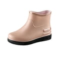 thumbnail image 2 of pwidon Waterproof Rain Boots for Women Slip On Short Ankle Slip Resistant Flat Sole Lightweight Casual Low Height Rubber Wet Weather Footwear Khaki 40, 2 of 4