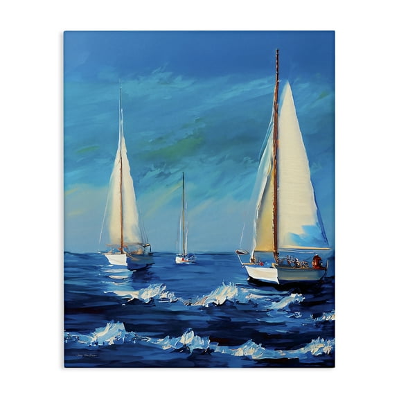 Stupell Industries Sailors on Ebbing Tide Nautical & Beach Painting Wrapped Canvas Art Print Wall Art, 16 x 20