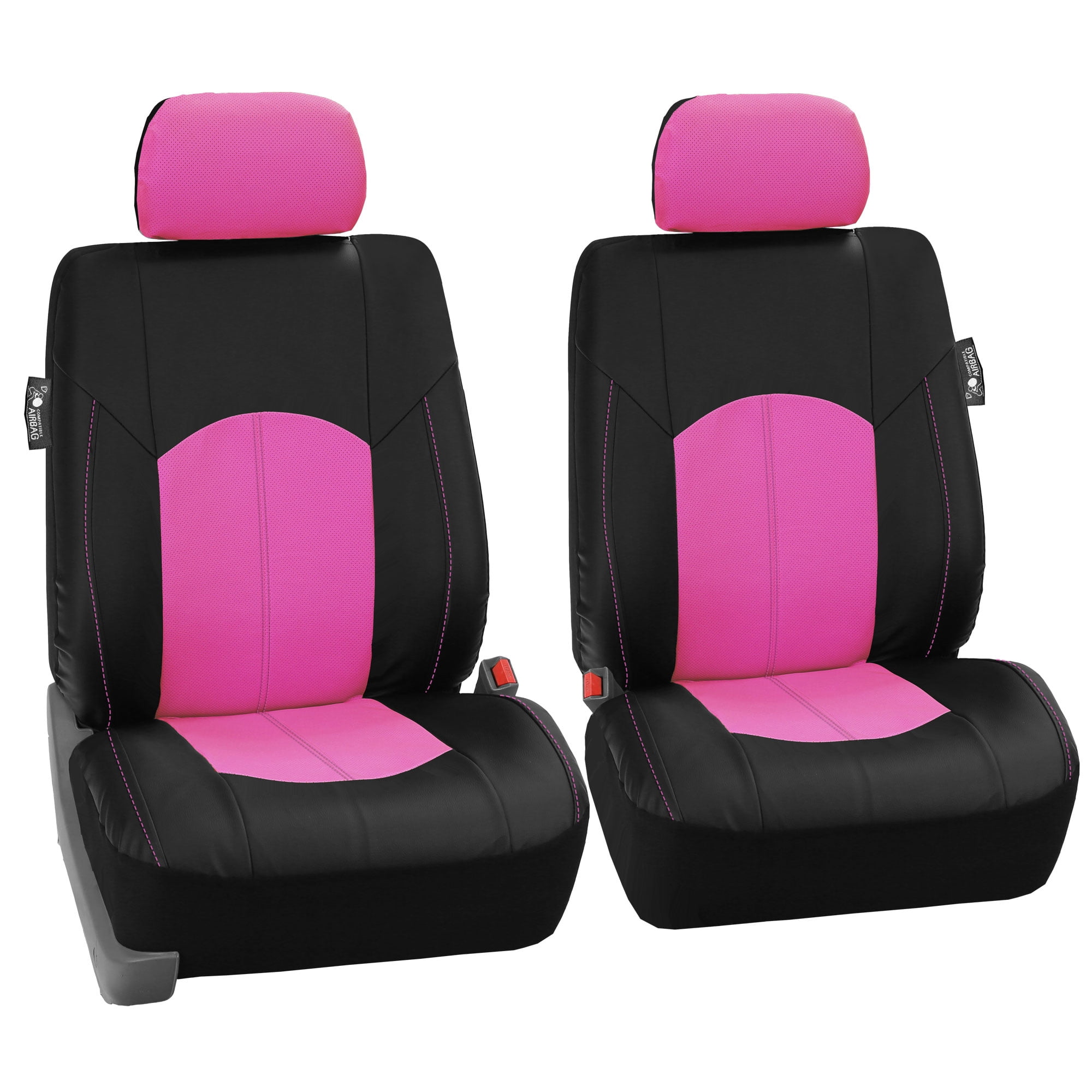 Fh Group Perforated Leather Front Bucket Seat Covers For Auto Car Sedan Suv Van Two 8 Colors