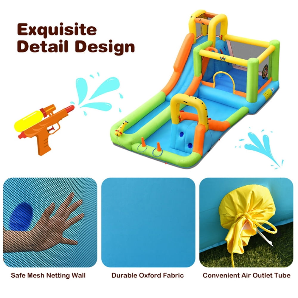 Aimee Lii 8-in-1 Inflatable Water Slide Bounce House with Splash Pool and 735W Blower, Playhouse for Kids Outdoor