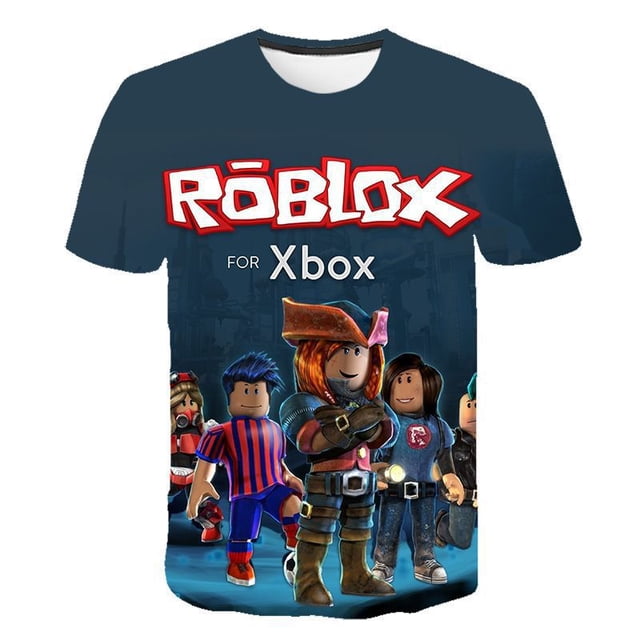 Camiseta informal con estampado 3D de Roblox para niños y niñas, camisa de empalme de manga corta con cuello redondo, Tops deportivos para niños y niñas, Verano