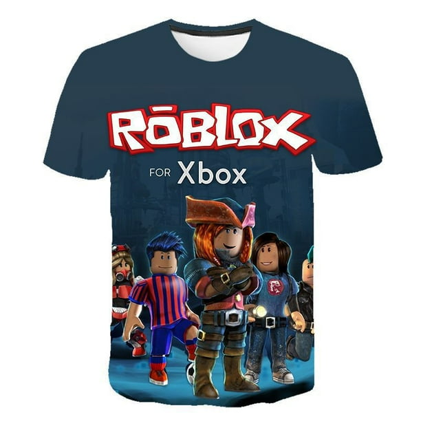 Camiseta informal con estampado 3D de Roblox para niños y niñas, camisa de empalme de manga corta con cuello redondo, Tops deportivos para niños y niñas, Verano