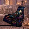 thumbnail image 5 of Black Cat In A Moonlit Flower Conservatory, Cozy Flannel Blanket with Luminous Fantasy Painting Print, Housewarming Gift for Magical Cat Garden Lovers, Home Decor for Bedroom and Living Room, 5 of 7