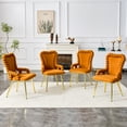 thumbnail image 5 of Set of 2 Orange Puffy Bubble Chair Ball Chain Chair Velvet Dining Chairs with Gold Legs, Upholstered Accent Chairs with Armrests for Dining Room & Kitchen, 5 of 9