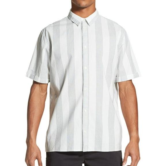 DKNY Mens Striped Button Up Shirt, Grey, Small
