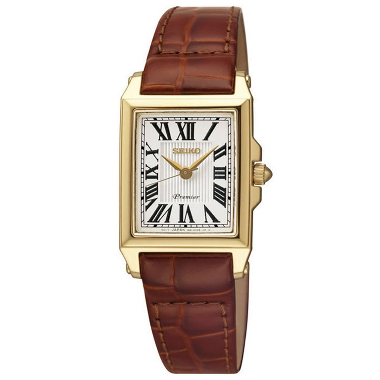 Seiko Women's SXGP16P1 Premier Silver Dial Brown Leather Strap