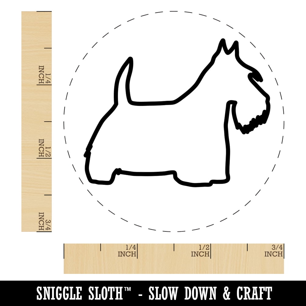 Scottish Terrier Scottie Dog Outline Self-Inking Rubber Stamp Ink Stamper - Fuchsia Ink - Small 3/4 Inch