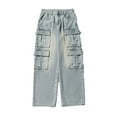 thumbnail image 2 of KKBOTIVE Mens Cargo Denim Pants - Fashion Jeans with Multiple Pockets Loose Fit Casual Trousers for Men's Fashion Blue Size: L, 2 of 5