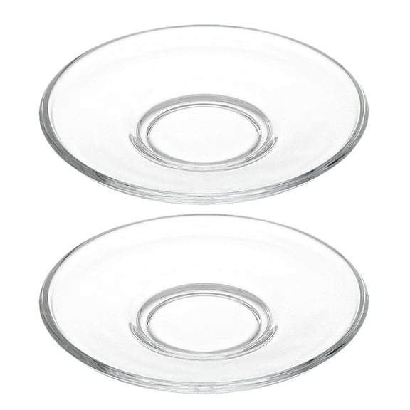 abbageba 2pcs Clear Glass Dessert Plates For Serving Appetizers Transparent Glass Dishes Polished Round Shape Saucer Portable Small Glass Plates Dessert Trays