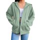 thumbnail image 1 of Sudaderas con capucha de manga larga de gran tamaño con cremallera frontal sólida vintage de los años 90 para mujer con bolsillos, 1 of 2