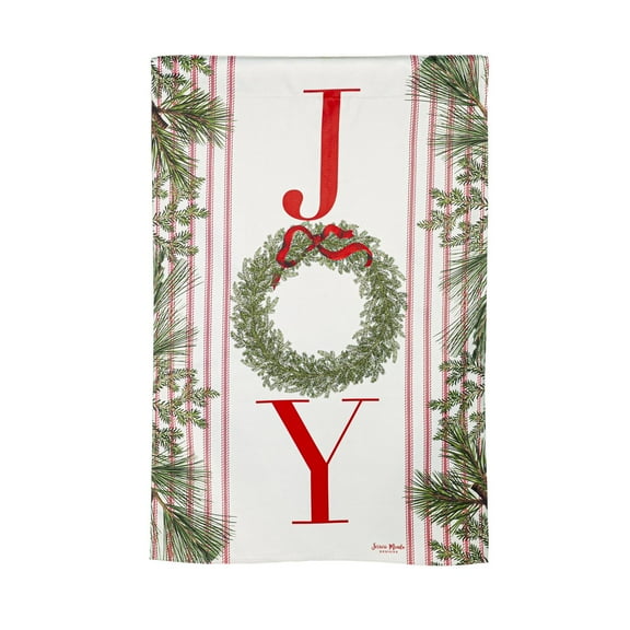 Joy Wreath House Suede Flag