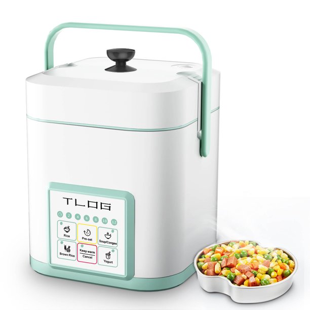 TLOG 5 Cups Cooked Digital Mini Rice Cooker 1.2L with Steam Tray Grey
