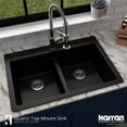 thumbnail image 2 of Karran 33 In. x 22 In. Black Quartz Drop-In Double Bowl Kitchen Sink QT-810-BL, 2 of 6