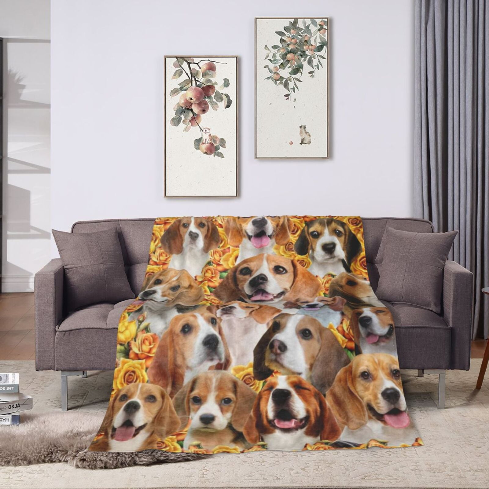 Wijzvio Beagle Dog Throw Blanket Soft Fuzzy Fleece Blanket For Couch Bed Living Room Decoration 50"X40"