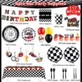 thumbnail image 3 of Race Car Birthday Decorations, 117 Pcs Party Decorations & Tableware - Colorful Plates Napkins Balloons Hanging Swirl Etc Racing Car Party Supplies, 3 of 7