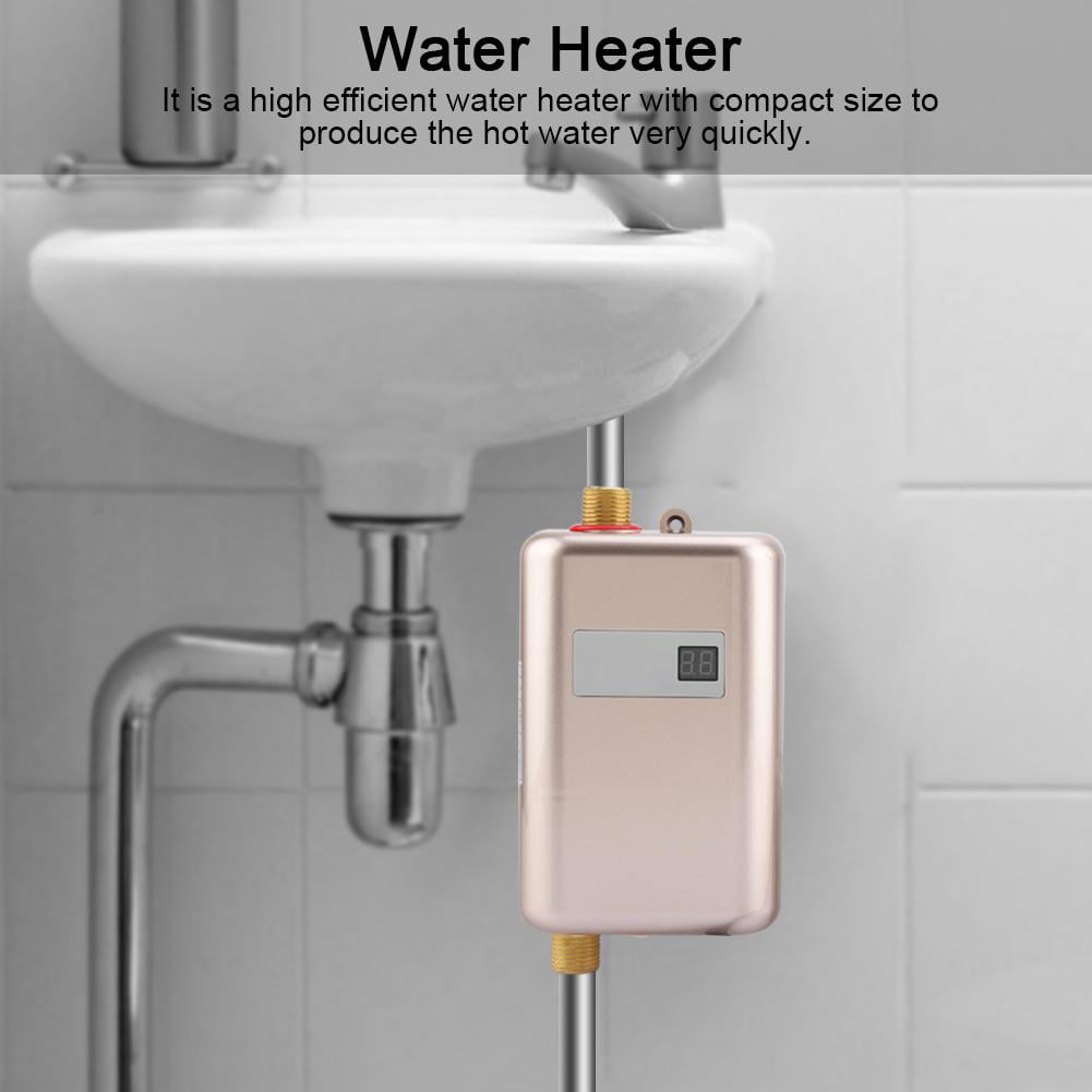 110V 3000W Mini Electric Tankless Instant Hot Water Heater Bathroom Kitchen Washing US Plug