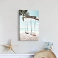 thumbnail image 5 of Beach Seaside Canvas Wall Art: Coastal Coconut Trees Painting Ocean Swing Hanging on Palm Tree Picture Seascape Sunset Artwork Decor for Living Room Bathroom 16" x 12", 5 of 6