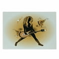 thumbnail image 1 of Popstar Party Cutting Board, Girl Silhouette with Hairstyle and Butterflies Playing Guitar, Decorative Tempered Glass Cutting and Serving Board, Small Size, Orange Brown Dark Brown, by Ambesonne, 1 of 1