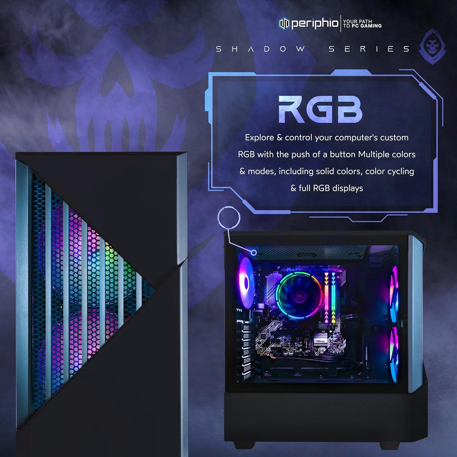 Periphio Reaper Gaming PC Computer - AMD Ryzen 5 5600G, Radeon Vega 7 Graphics, 1TB NVMe, 16GB DDR4 RAM, Windows 11 RGB Battlestation Gaming Bundle