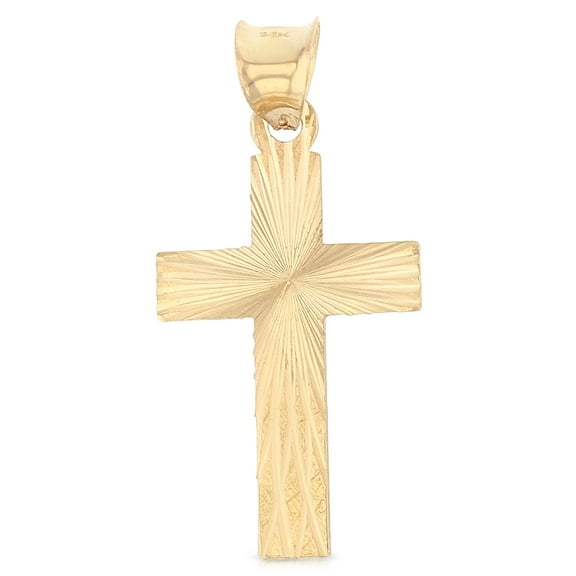 Ioka-14K Tri Color Gold Religious Cross Stamp Charm Pendant For Necklace or Chain